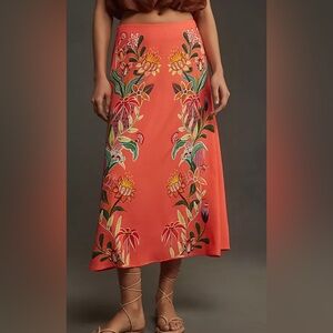 Farm Rio Anthropologie midi floral skirt